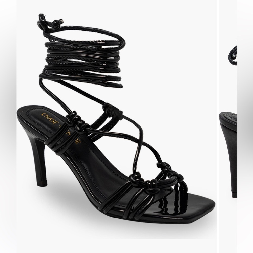 Chaser Black Strappy Heeled Sandals